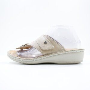 Finn Comfort Phuket Beige Leather Flat Adjustable Sandals - 7/EU 38